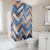 Rideaux De Douche Motif en squelette dans Navy Blue and Orange (En situation)