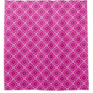 Rideaux De Douche Motif en tuiles marocaines - Fuchsia Pink