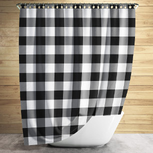 Rideaux De Douche motif En vichy Noir Et Blanc À damiers