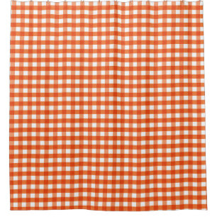 Rideaux De Douche Motif En vichy orange et blanc