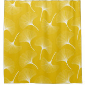 Rideaux De Douche Motif feuille abstrait blanc et jaune (Devant)