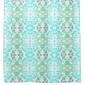 RIDEAUX DE DOUCHE MOTIF FEUILLE GÉOMÉTRIQUE CLAIR BLEU & VERT (Devant)