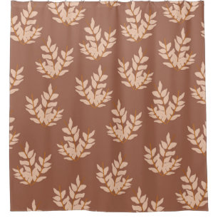 Rideaux De Douche Motif feuille ligne Vintage Feuille Brown