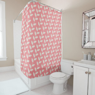 Rideaux De Douche Motif Feuille rétro les années 70 rose personnalis