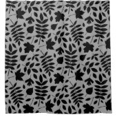 Rideaux De Douche Motif Feuille tombé noir sur gris (Devant)