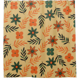 Rideaux De Douche Motif Feuille Vintage les années 70 Floral