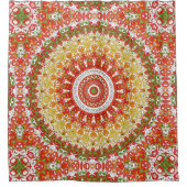 Rideaux De Douche Motif Fiesta Mandala en rouge, jaune et vert (Devant)