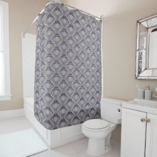Rideaux De Douche Motif final Burnt Purple et Silver