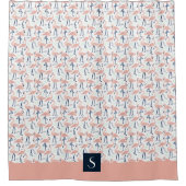 Rideaux De Douche Motif Flamingo rose mou Monogramme (Devant)