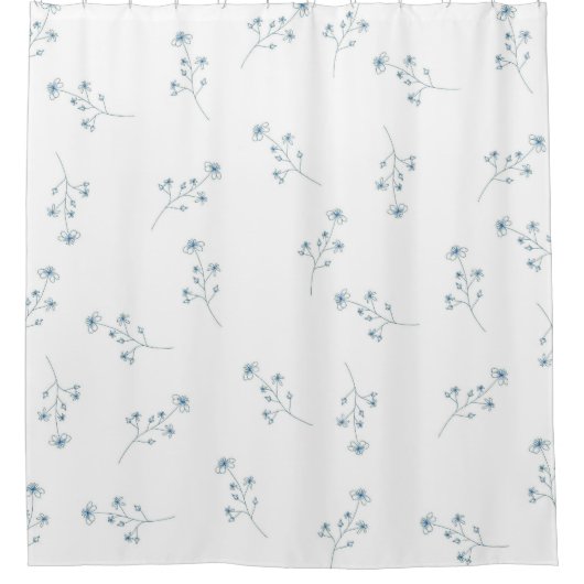 Rideaux De Douche Motif Fleur sauvage bleu (Devant)