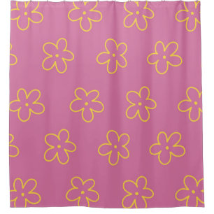 Rideaux De Douche Motif Fleur simple et jaune rétro