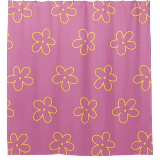 Rideaux De Douche Motif Fleur simple et jaune rétro (Devant)