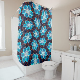 Rideaux De Douche Motif Fleurs bleues Abstraites