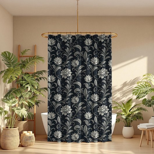 Rideaux De Douche Motif Fleurs Gothiques