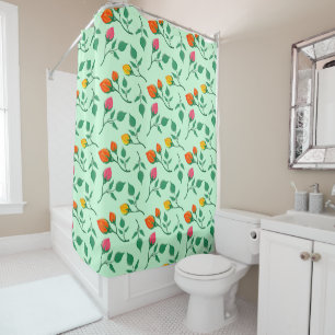 Rideaux De Douche Motif floral avec fleurs roses colorées