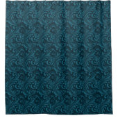 Rideaux De Douche Motif floral baroque bleu sarcelle élégant  (Devant)