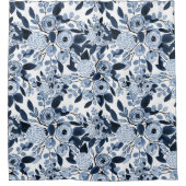 Rideaux De Douche Motif floral bleu marine Pastel (Devant)