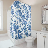 Rideaux De Douche Motif Floral bleu rustique (En situation)