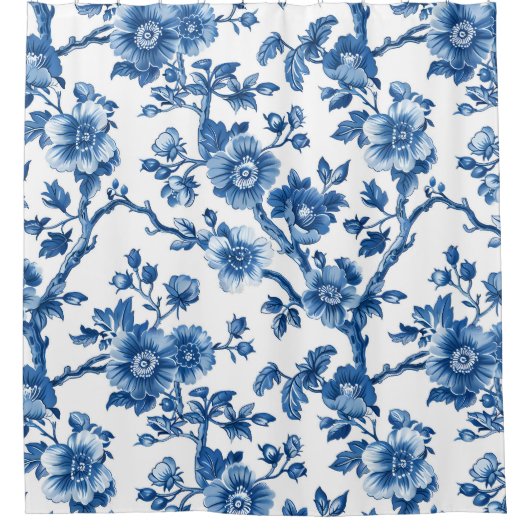 Rideaux De Douche Motif Floral bleu rustique (Devant)