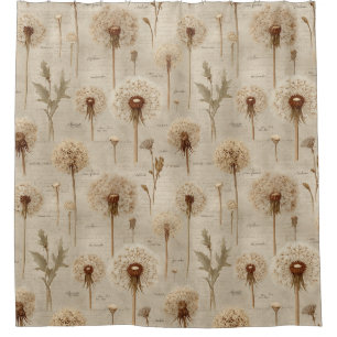 Rideaux De Douche Motif floral botanique vintage (10)