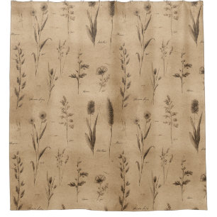 Rideaux De Douche Motif floral botanique vintage (9)