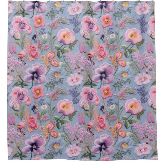 Rideaux De Douche Motif floral brodé (Devant)