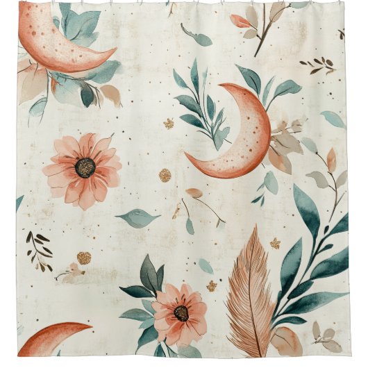Rideaux De Douche Motif floral céleste (4) (Devant)