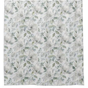Rideaux De Douche Motif floral classique de magnolia en gris doux