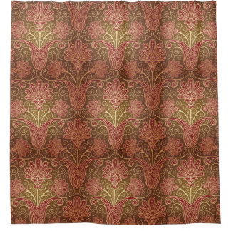 Rideaux De Douche Motif floral de brun de style et marron vintage
