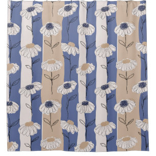 Rideaux De Douche Motif floral de marguerite minimaliste (4)
