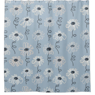 Rideaux De Douche Motif floral de marguerite minimaliste (7)