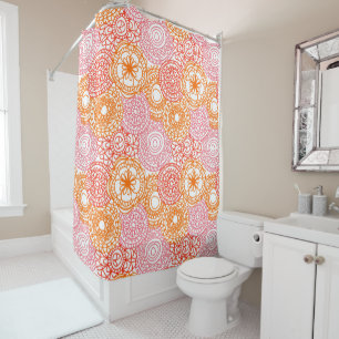 Rideaux De Douche Motif floral de rétro de hanche été heureux