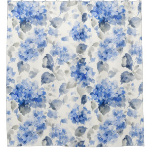 Rideaux De Douche Motif floral d'hortensia classique bleu de cobalt