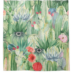 Rideaux De Douche Motif floral incomparable avec cactus, succulents