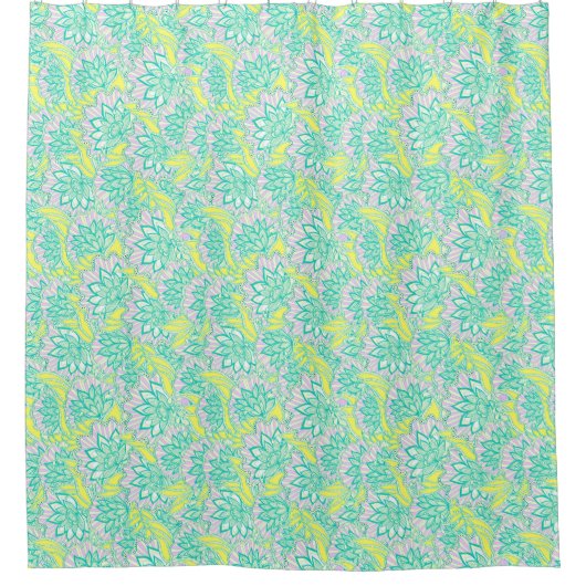 Rideaux De Douche Motif floral jaune vert mou (Devant)