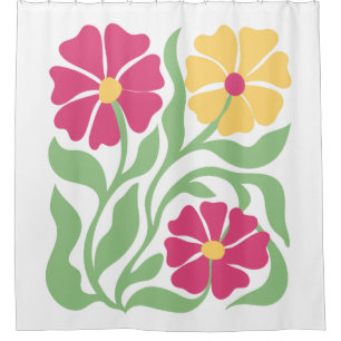 Rideaux De Douche Motif Floral Rétro Fleur Botanique Moderne
