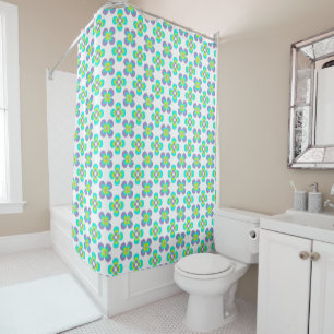 Rideaux De Douche Motif floral rétro Lilac et Green
