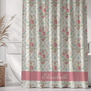 Rideaux De Douche Motif floral rose shabby chic vintage Nom