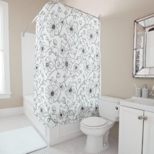 Rideaux De Douche Motif floral sans couture minimaliste en ligne art