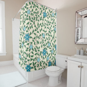 Rideaux De Douche Motif floral sans couture sur fond beige