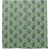 Rideaux De Douche Motif floral turquoise et jaune (Devant)