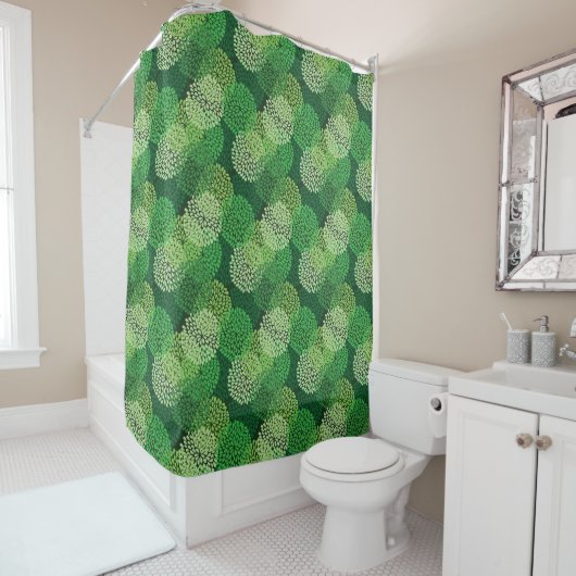 Rideaux De Douche Motif floral vert (En situation)