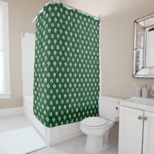 Rideaux De Douche Motif floral vert en treillis