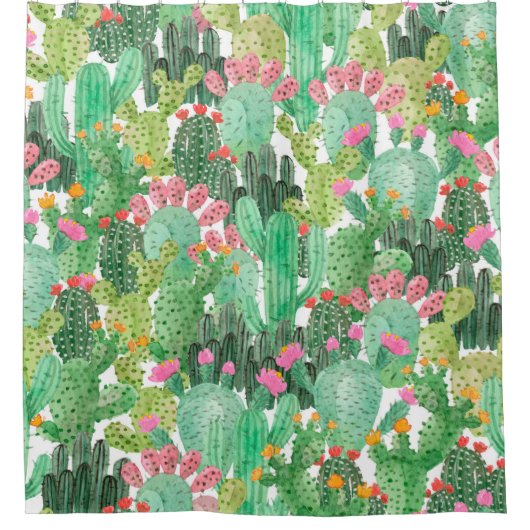 Rideaux De Douche Motif fluide cactus aquarelle (Devant)