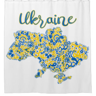 Rideaux De Douche Motif folklorique et typographie ukrainienne
