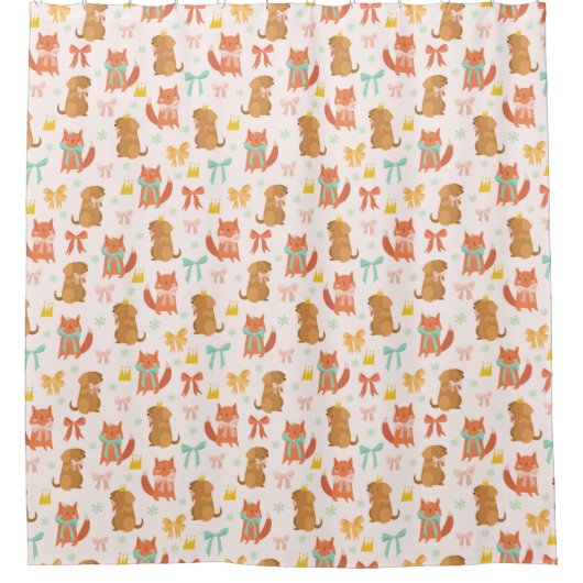 Rideaux De Douche Motif Fox et Puppy (Devant)