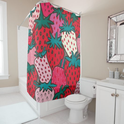 Rideaux De Douche Motif fraise (En situation)