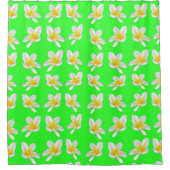 Rideaux De Douche Motif Frangipani Vert Et Jaune, (Devant)