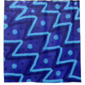 Rideaux De Douche Motif funky points zig zags bleus (Devant)