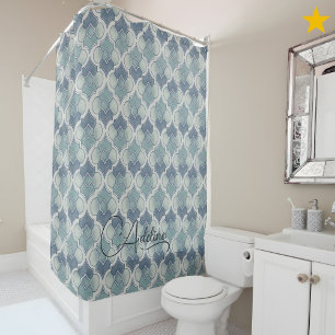 Rideaux De Douche Motif géométrique aquarelle personnalisé au nom sa
